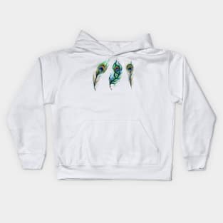 Peacock Feather Hand Drawn Kids Hoodie